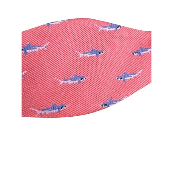 Saddlebred Pink Shark Patterned Adjustable Bow Tie Silk Blend New with Tags - Picture 2 of 4
